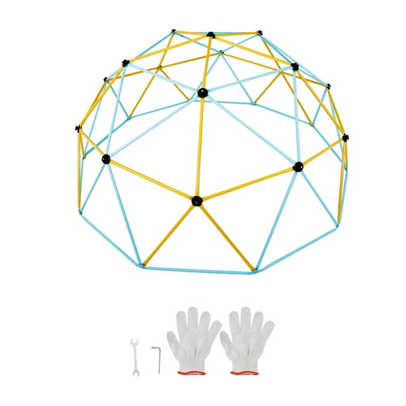 KFFKFF Climbing Structure, Playground Apparatus Supporting 750LBS with Simple Set-Up, 10FT Geodesic Dome Climber Play Hub for Children Aged 3 to 10, Equipped with Climbing Hold