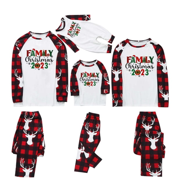 Birdeem Christmas Men Plaid Printed Blouse Tops+Pants Family Matching Pajamas Set