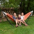 thumbnail image 3 of Vivere Double Sunbrella Hammock with Steel Stand, Portable Outdoor Lounge, Coral, 3 of 6