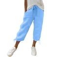 thumbnail image 2 of Axiiglly Womens Capri Pants High Rise Adjustable Waist Cropped Pants with Pockets, Gifts for Her, S-3XL, 2 of 9