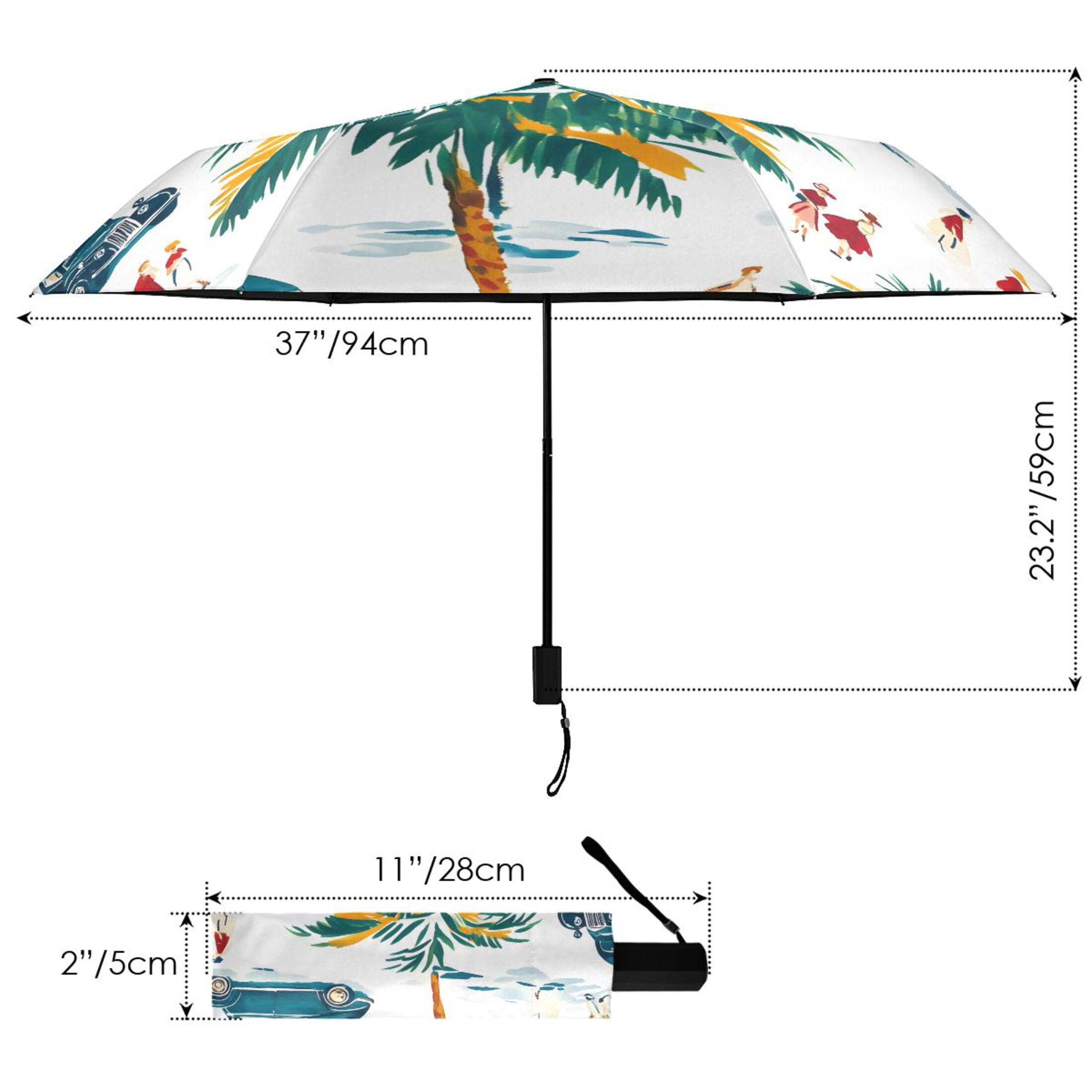 ALAZA Cars Tree UPF 50+ Compact Folding Umbrella for Rain Travel Umbrella Packable