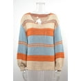 thumbnail image 3 of Women's Sweaters Casual Long Sleeve Crewneck Color Block Patchwork Pullover Knit Sweater Tops, 3 of 4