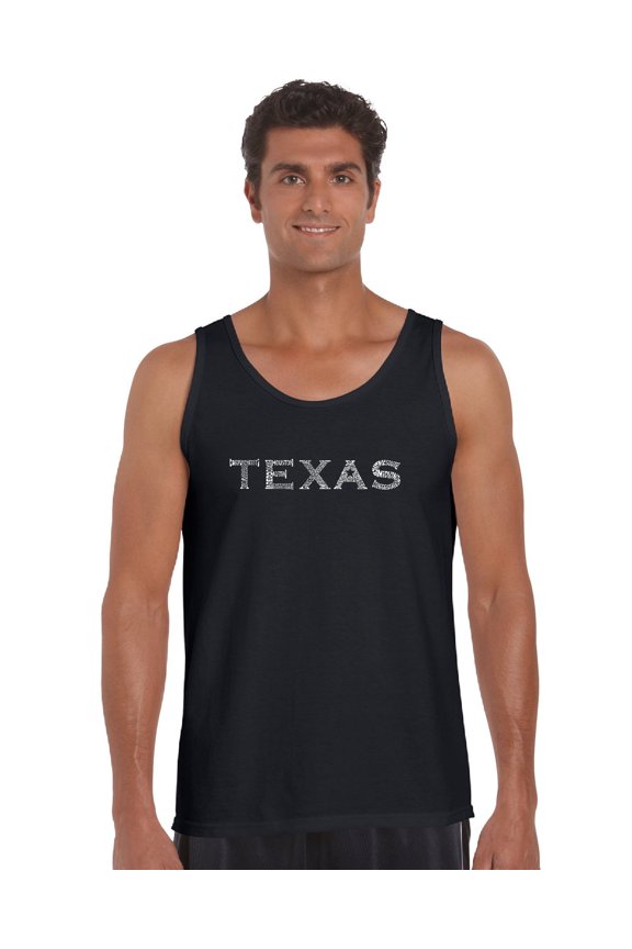 Men's Word Art Tank Top - THE GREAT CITIES OF TEXAS
