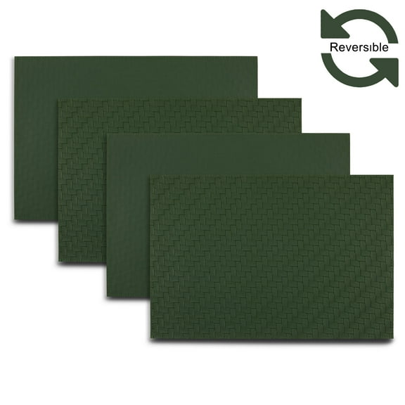 Ala Carte by Dainty Home Lausanne Braided Textured Faux Leather Placemats – Set of 4, Reversible, Non-Slip, Washable, Heat & Tear Resistant – 12x18 in Dining Table Mats