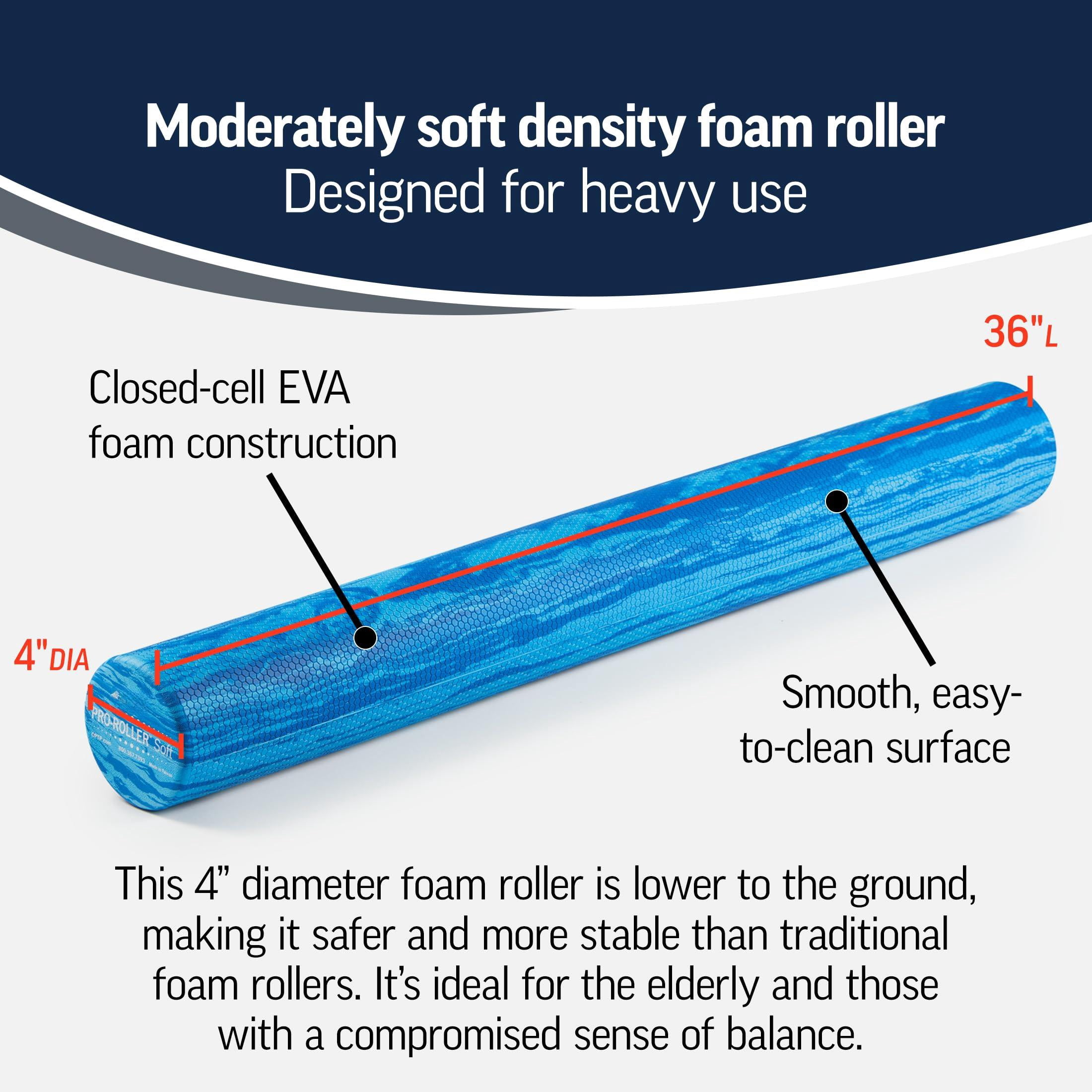 Pro-roller Soft Density Foam Roller - Low For Physical  Pilates Yoga Roll Exercises And Blue 36" X 4"