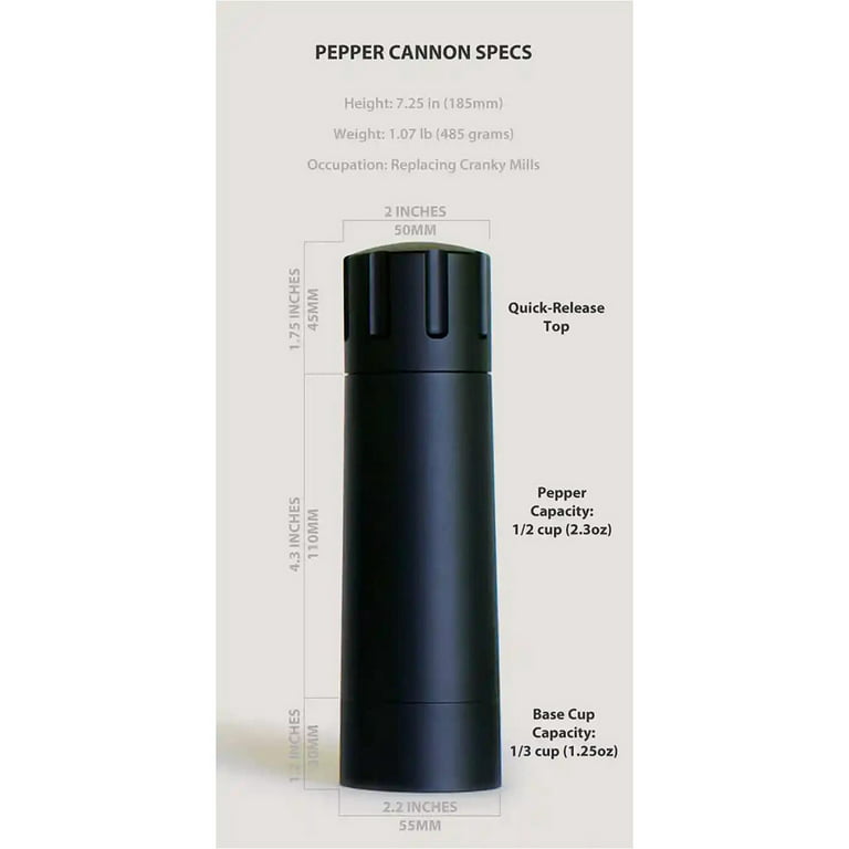 COUTEXYI Pepper Cannon,Salt And Pepper Grinder Adjustable Coarse And Fine  Multi-Function Pepper Cannon The Pepper Mill for Pepper Lovers 