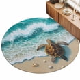 thumbnail image 2 of Small Round Rug 3Ft, Sea Turtle Seaside Non-Slip Washable Circle Rugs Carpet, Waves Summer Beach Ocean Coastal Indoor Outdoor Rug Floor Mats Throw Runner for Bedroom Living Room Bathroom, 2 of 8