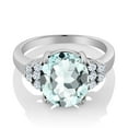 thumbnail image 3 of Gem Stone King 6.00 Cttw Sky Blue Simulated Aquamarine Engagement Ring for Women | 925 Sterling Silver | Oval 14X10MM | Wedding Engagement Anniversary Promise Ring for Women | Size 9, 3 of 5