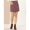 thumbnail image 5 of INSPIRE CHIC Women's Skirt Corduroy High Waist Button Decor A Line Mini Skirt S Dark Pink, 5 of 7