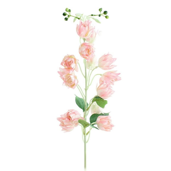 Artificial Bellflower Stem Realistic Bud Cluster Design Faux Floral Pick With Veined Leaves For Wedding Floral Arrangements And Home Vase Decor,Pink