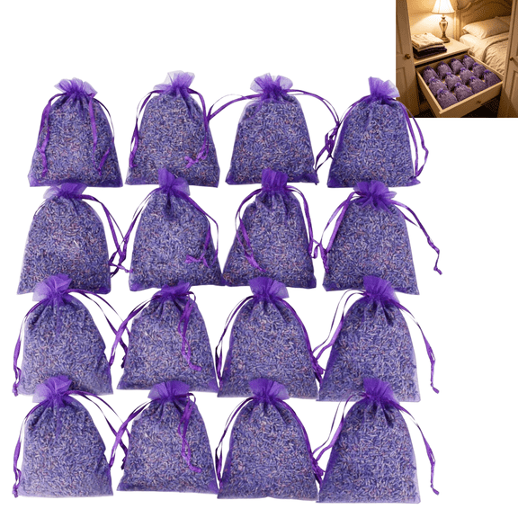 16PCS Dried Lavender Scent Sachets, Natural Fresh Fragrance Bags for Closets Drawers Dressers, Long Lasting Home Aroma Lavender Sachets
