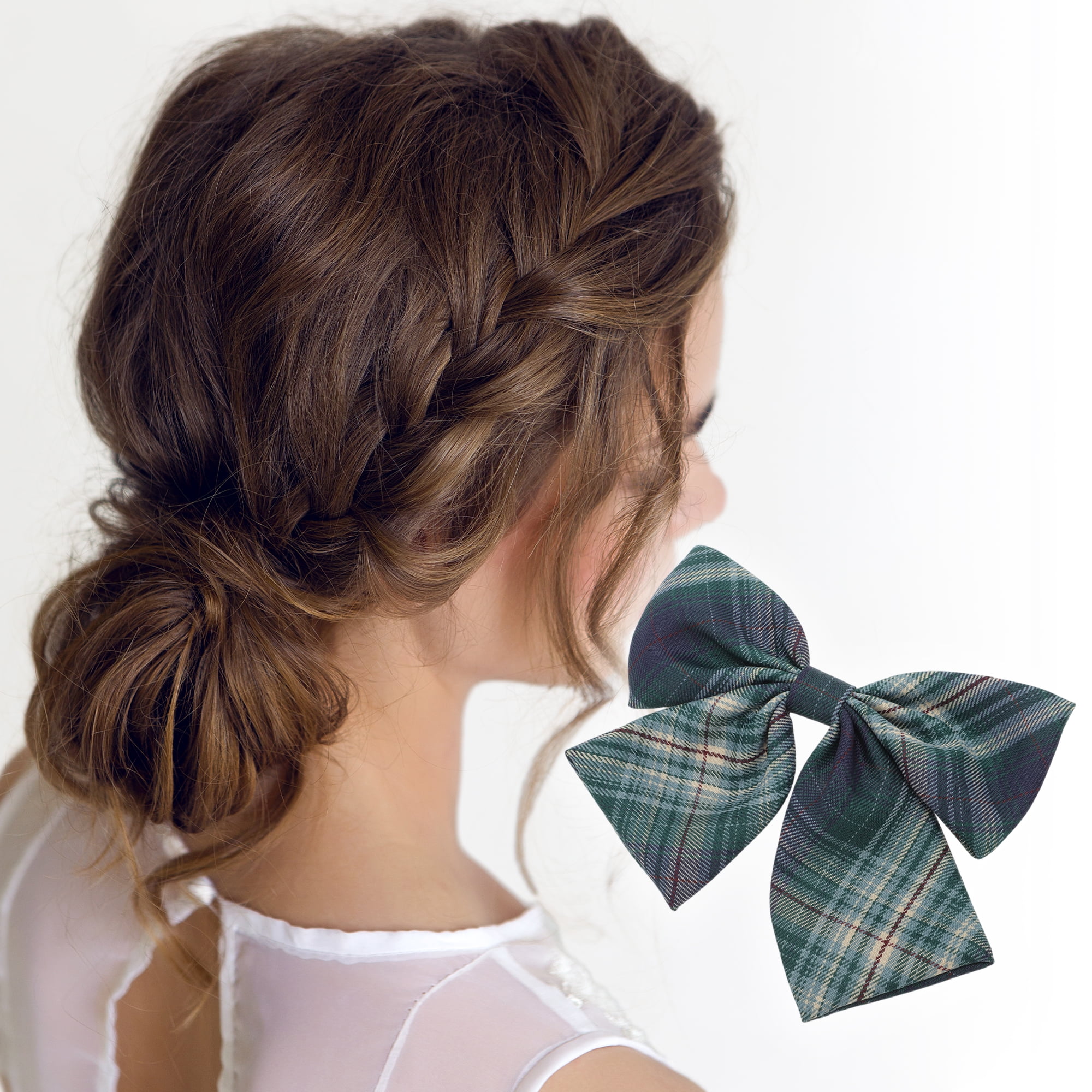Unique Bargains Simple Plaid Bow Hair Clips Multicolor 6 Pcs