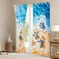thumbnail image 3 of Erosebridal Ocean Animal Turtle Blackout Curtains Set of 2 (52x84 Each),Sea Beach Nautical Coastal Kawaii Starfish Window Curtains For Girls Kids, 3 of 7