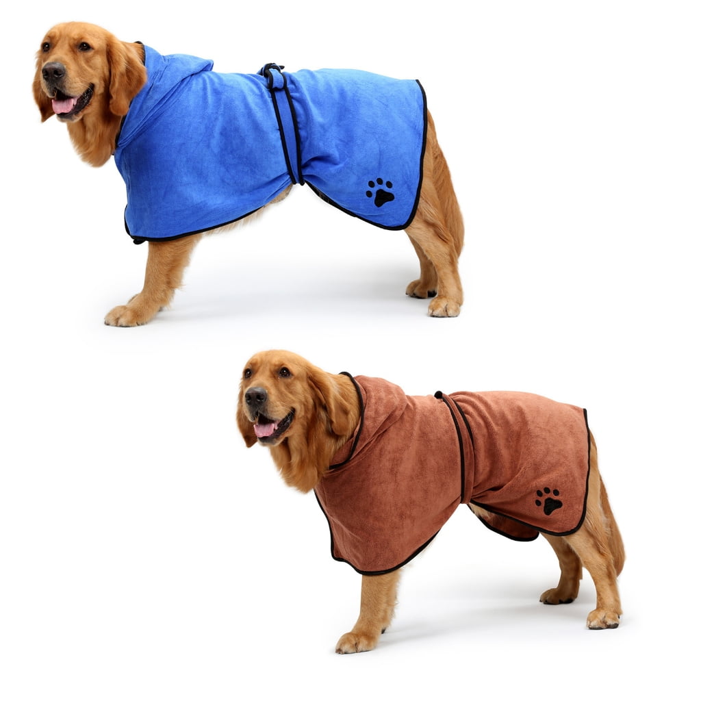 Yammee Quick Dry Bath Towel Soft Bath Robe for Medium Large Dogs Pet Hooded Beach Towel