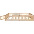 thumbnail image 6 of Queen Floor Bed, Solid Wood Platform Bed Frame with Fence and Fun Small Door, Multifunctional Daybed with Safety Guardrail and Wood Slats, Montessori Bed for Girls Boys, No Box Spring Needed, Natural, 6 of 7