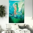 thumbnail image 3 of Underwater Tapestry, Mermaid in Ocean on Waves Tail Sea Creatures Dramatic Sky Dark Clouds Print, Wall Hanging for Bedroom Living Room Dorm Decor, 60W X 80L Inches, Blue Green, by Ambesonne, 3 of 5