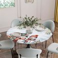 thumbnail image 5 of Blue Wooden Snowman Christmas Round Tablecloth for 36-44 Inch Tables,Fitted Table Cover with Elastic Edge,Xmas Poinsettia Winter Gifts Waterproof Outdoor Table Cloth Protector for Patio Garden Dinner, 5 of 9