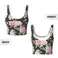 thumbnail image 5 of Haiem Rose Flowers Pattern Womens Sports Bra - U Neck Padded Low Impact Yoga Bra Workout Crop Top Gym Moisture-Wicking Workout Vest -, 5 of 9