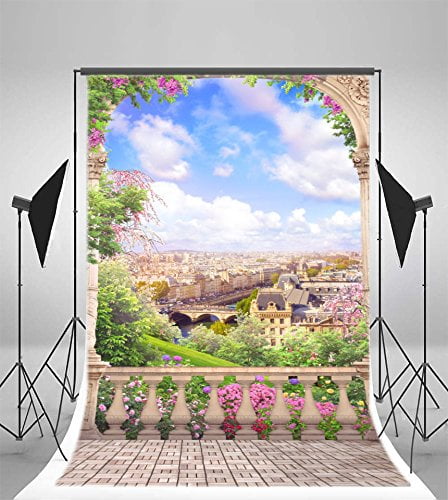 Laeacco 10x7ft Sunny Outdoor Single Building Grassland Vinyl Photography Background Spring Scenic Backdrop Indoor Decoration Architecture Wallpaper Event Activities Banner Studio Props