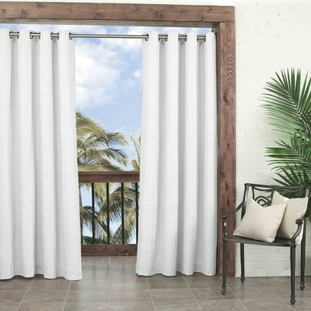 1pc 52"x84" Light Filtering Indoor/Outdoor Key Largo Curtain Panel White - Waverly Sun N Shade