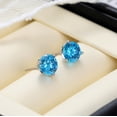 thumbnail image 3 of Bellitia Jewelry 925 Sterling Silver Gemstone Stud Earrings for Women, Simulated Blue Aquamarine Birthstone Earrings, 1 ct and 6.5 mm, 3 of 7
