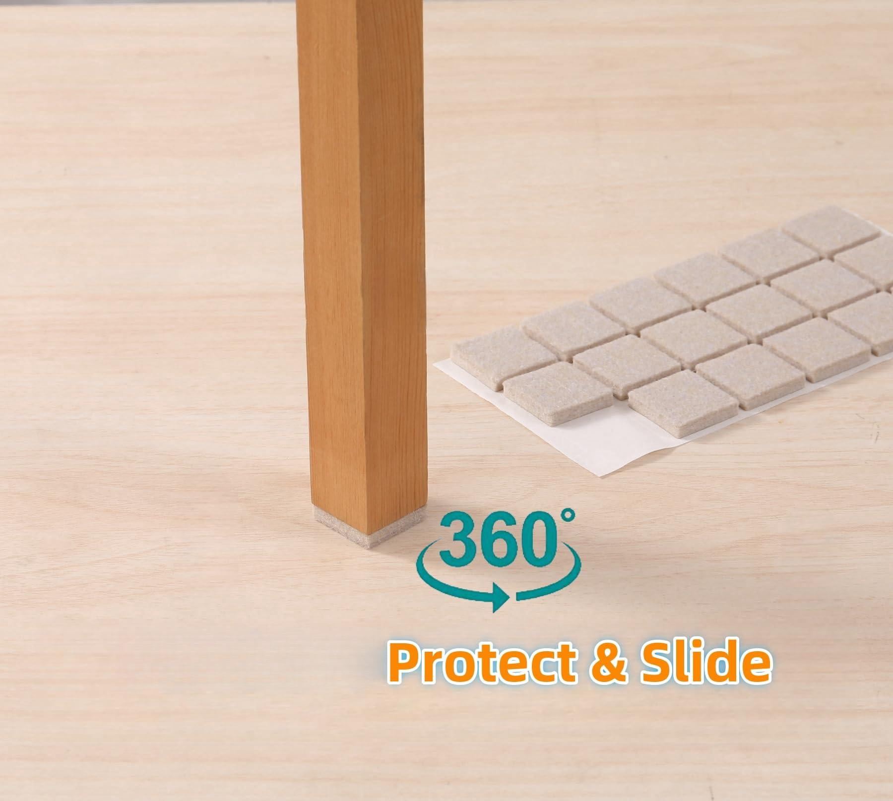 Felt Furniture Pads For Hardwood Floors - Self Adhesive Chair  Floor Protector Feet Sliders Moving Smoothly Anti Scratch 48 1-1/2" Square