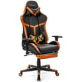 thumbnail image 1 of Goplus Chaise de Jeu de Massage Chaise de Course Inclinable avec Support Lombaire et Repose-Pieds Orange, 1 of 9