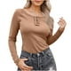 thumbnail image 2 of Heisall Womens Casual T-Shirts Long Sleeve Button-Up V-Neck Solid Color 2025 New Arrival Fashion Casual Tops, 2 of 7