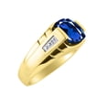 thumbnail image 3 of RYLOS Cushion Shape Checker Top 12MM Sapphire Color Stone & Diamonds Set in 14K Yellow Gold Size 9, 3 of 6