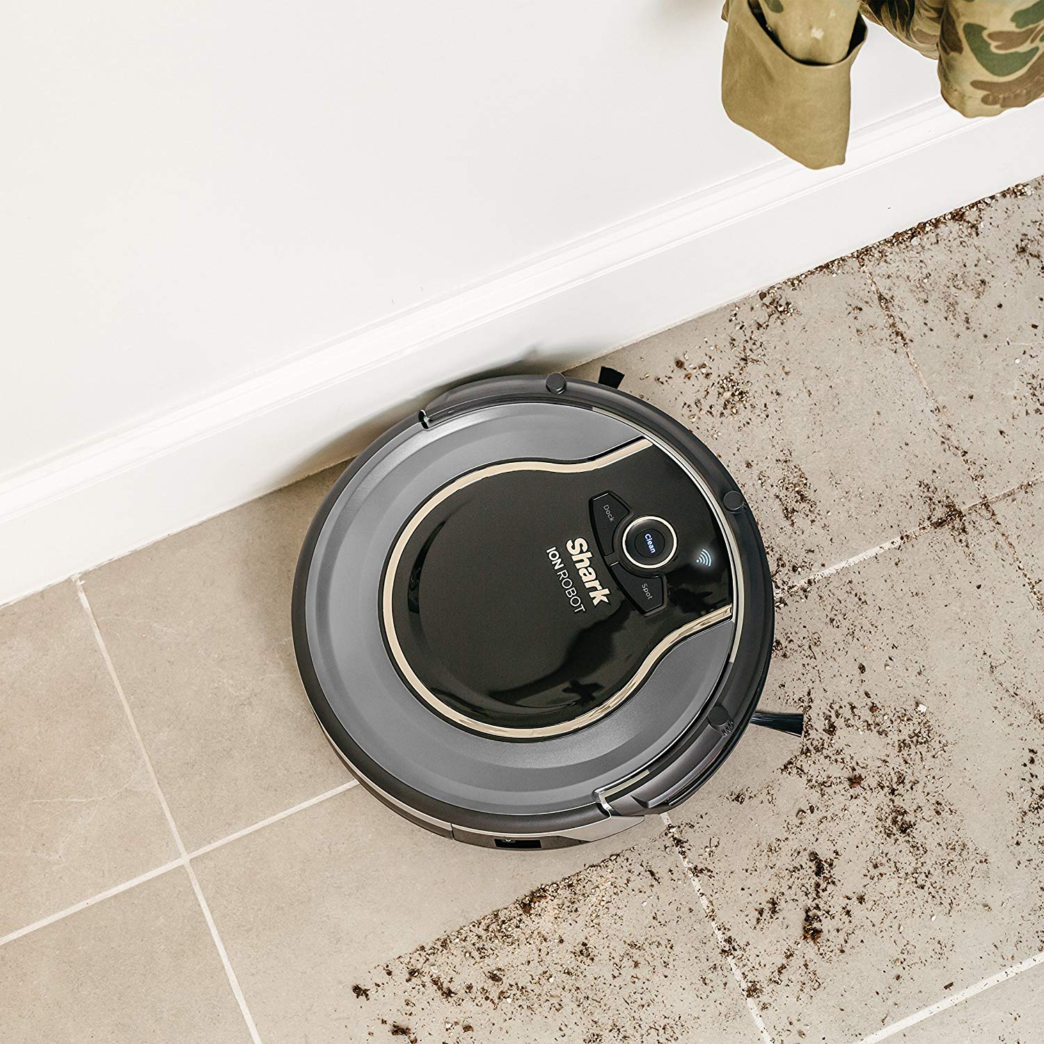 Shark, RV750, Robotic Floor Cleaners, Wi-Fi Compatible, ION Robot Vacuum WIFI-Connected, Voice Control Dual-Action Robotic Vacuum, Black/ 12.6" x 12.6" x 2.6", 1, 1, 1