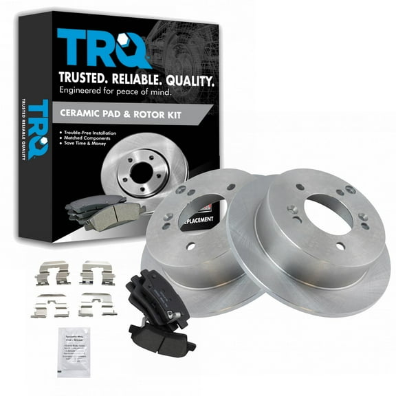 TRQ Rear Brake Pad & Rotor Kit Brake Pads Brake Rotor Ceramic Fits Select 2009-2010 Hyundai Sonata