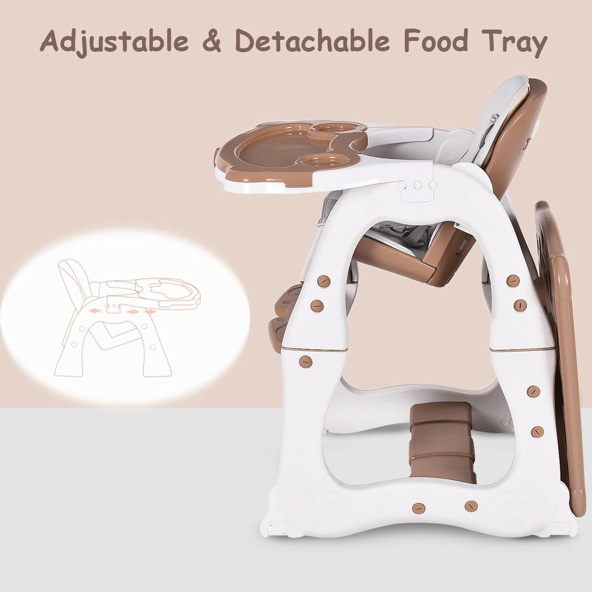 Infans 3 in 1 Baby High Chair Convertible Play Table Seat Toddler Feeding Tray