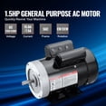 thumbnail image 2 of KFFKFF Electric Motor with 1.5HP, Rotating at 1725 rpm, Operates on AC 115V/230V, Encased in a 56C Frame. This Single Phase Motor with a 5/8" Keyed Shaft, Offers CW/CCW Rotation, 2 of 9