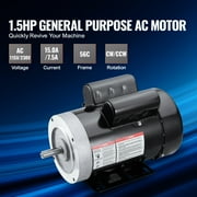 KFFKFF Electric Motor with 1.5HP, Rotating at 1725 rpm, Operates on AC 115V/230V, Encased in a 56C Frame. This Single Phase Motor with a 5/8 Keyed Shaft, Offers CW/CCW Rotation