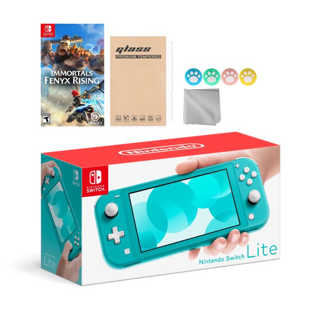 Nintendo Switch Lite Turquoise with Immortals Fenyx Rising and Mytrix Accessories NS Game Disc Bundle Best Holiday Gift
