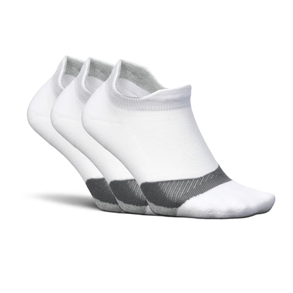 Feetures Elite Light Cushion No Show Tab - Running Socks for Men & Women - Athletic Compression Socks - Moisture Wicking - S, New White - (3Pair)