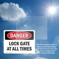 thumbnail image 6 of (2 Pack) Lock Gate At All Times OSHA Danger Sign 7 Inch X 5 Inch Vinyl Label Decal Sticker Weather Resistant, UV Protected for Workplace, Business, and Construction Site, Made in the, 6 of 7