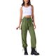 thumbnail image 2 of Pantalones Cargo Livianos de Cintura Alta con Cordón Elástico y Pierna Ancha con Bolsillos XL Verde, 2 of 6