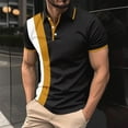 thumbnail image 2 of Awdenio Shirts for Men Short Sleeve New Casual T Shirt Color Block Slim Fit Summer Collared Golf Shirts, 2 of 7