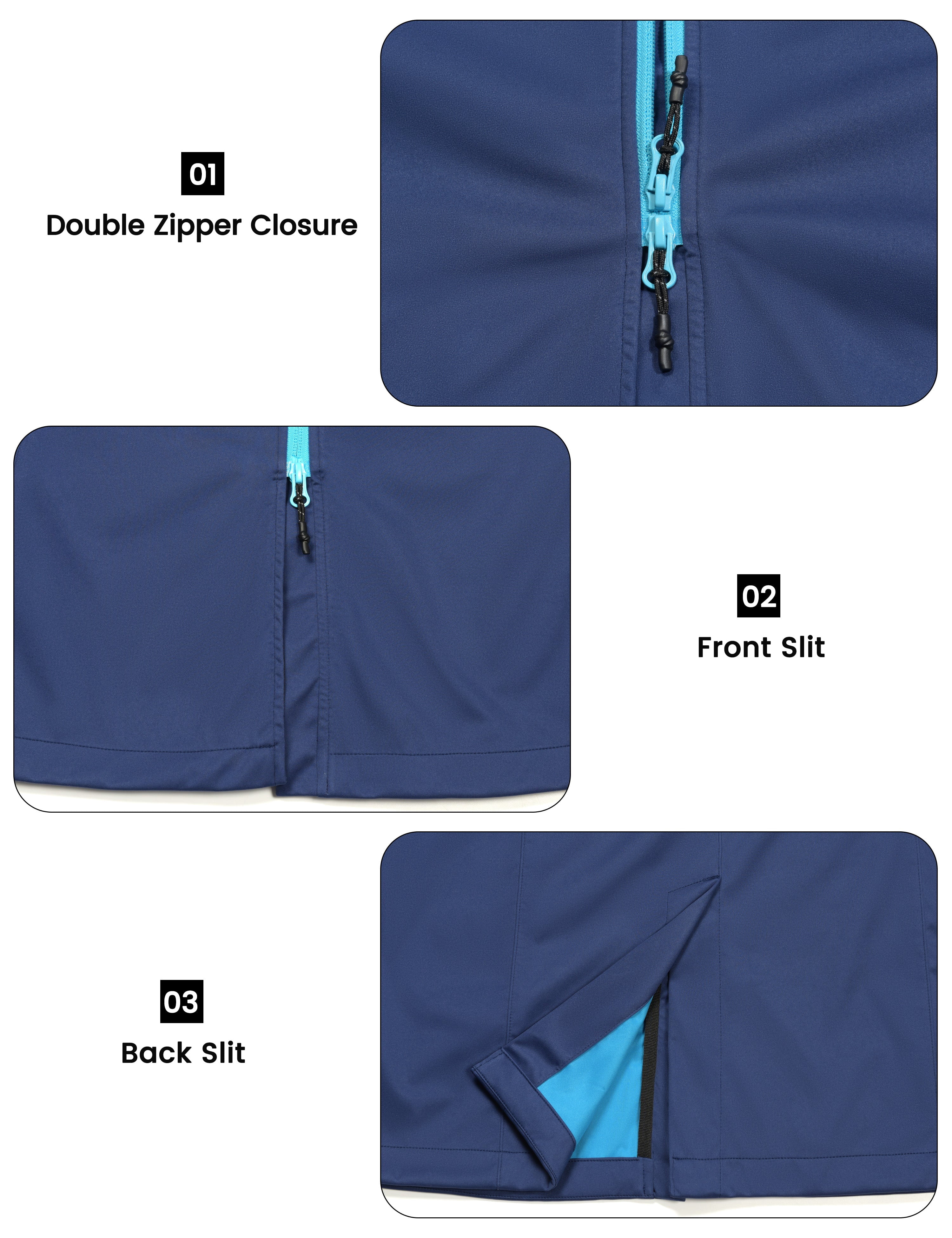 Little Donkey Andy Women's Lightweight Softshell Long Vest, Windproof Sleeveless Jacket for Golf Running Hiking Travel Blue XL