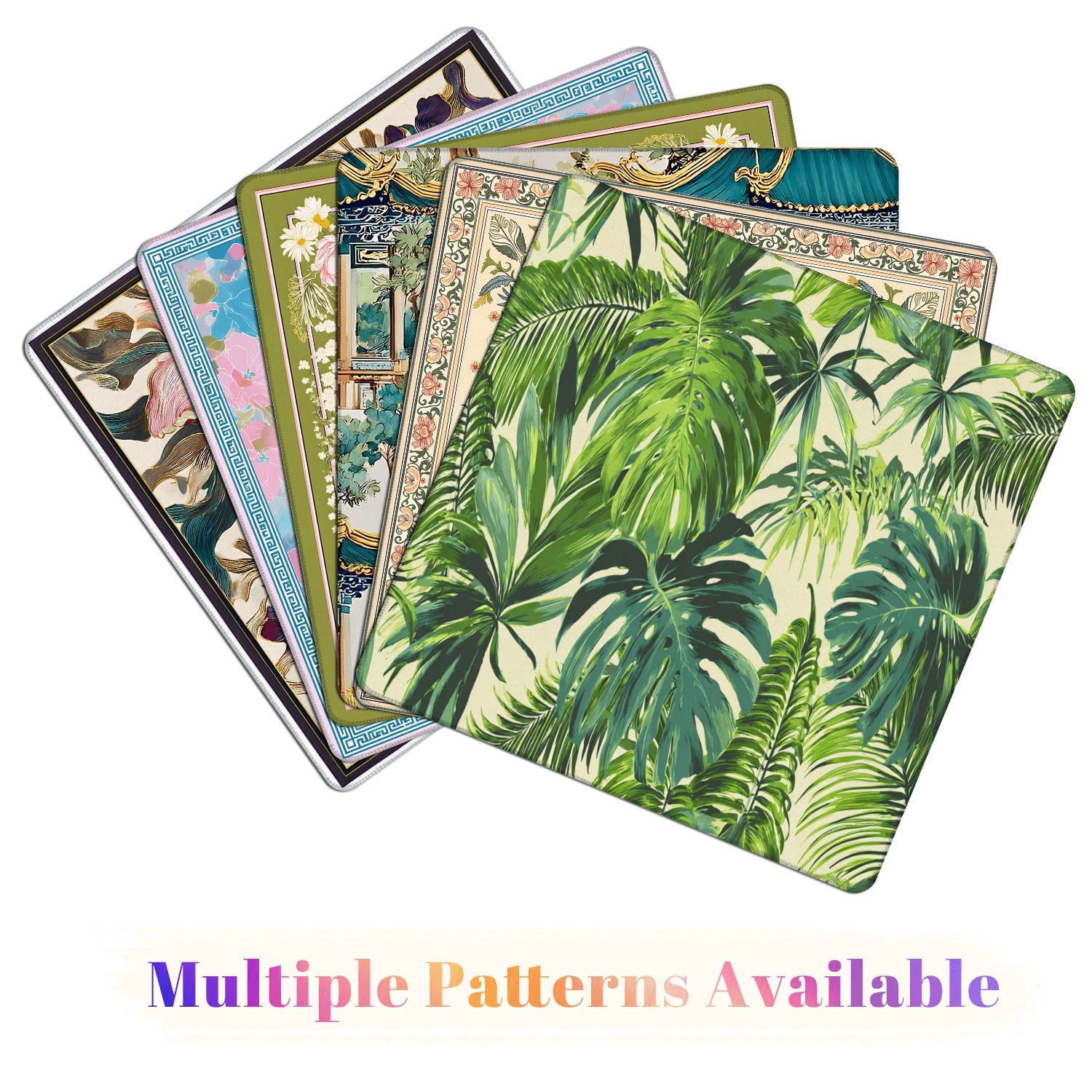 Mahjong Mat 31.5" x 31.5" Tropical palm leaves jungle leaf seamless floral Non-Slip Noise Reduction American Mahjong Tiles Table Cover for Dominoes Poker Card Board Games Gift