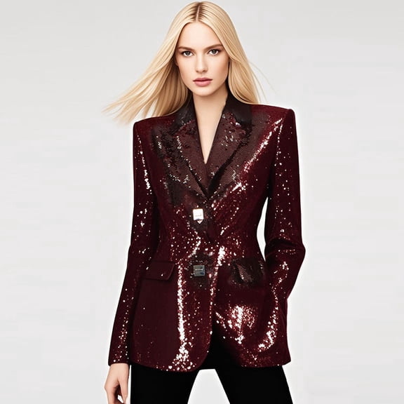 Elegant Sequined Blazer Jacket