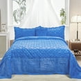 thumbnail image 2 of Home Soft Things 4 Piece Tatami Quilted Faux Fur Bedspread - Palace Blue - Oversize King (120" x 120"), 2 of 7