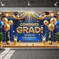 thumbnail image 3 of Green & Gold Congrats Grad Banner Graduation Cap Design Grad Party Backdrop Balloon Decor Glitter Accent for Graduation Party College Graduation Indoor Celebration, 3 of 3