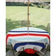 thumbnail image 2 of Outdoor Tablecloth with Umbrella Hole, Blue Red Striped Spillproof Waterproof Outdoor Table Cover, Farmhouse Stripes Simple Art Patio Tablecloths for Party/Garden/Picnic, Round 54 inch, 2 of 9