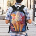 thumbnail image 5 of Uemuo Trio Of Dripping Cones Printed Durable 17-inch Student Backpack - Lightweight, Waterproof, Adjustable Straps, Ideal for School, Work, Travel, 5 of 5