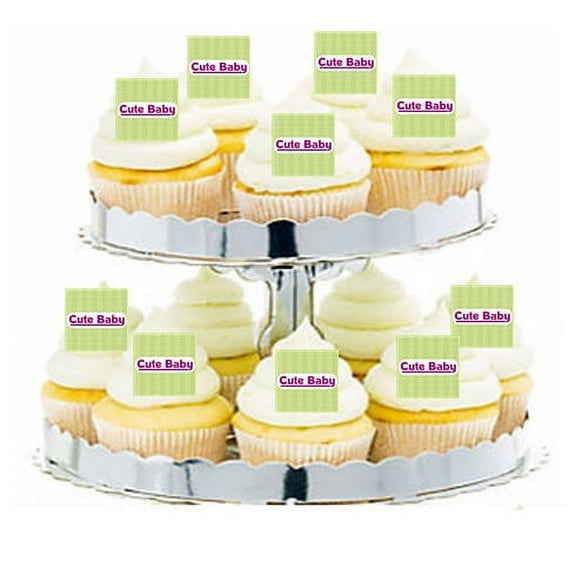 24pk Baby Shower Gender Reveal Cute Baby Edible Cupcake  Decoration Toppers / Picks