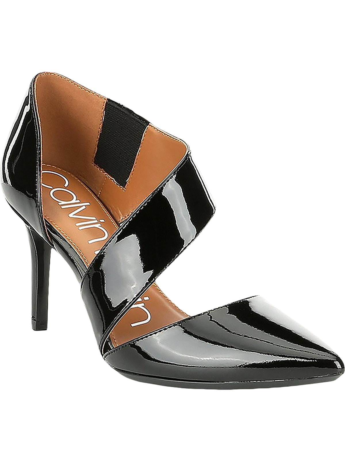 tapijt Portaal deksel Calvin Klein Womens Gella Leather Slip On Dress Heels Black 6.5 Medium  (B,M) - Walmart.com