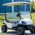 thumbnail image 4 of FUIALDOLG Boho Front and Back Seat Cover Universal Fit for Club Car Precedent Golf Cart Blue Watercolor Mandala Print Breathable Golf Cart Bench Seat Covers for Women Men Washable, 4 of 8