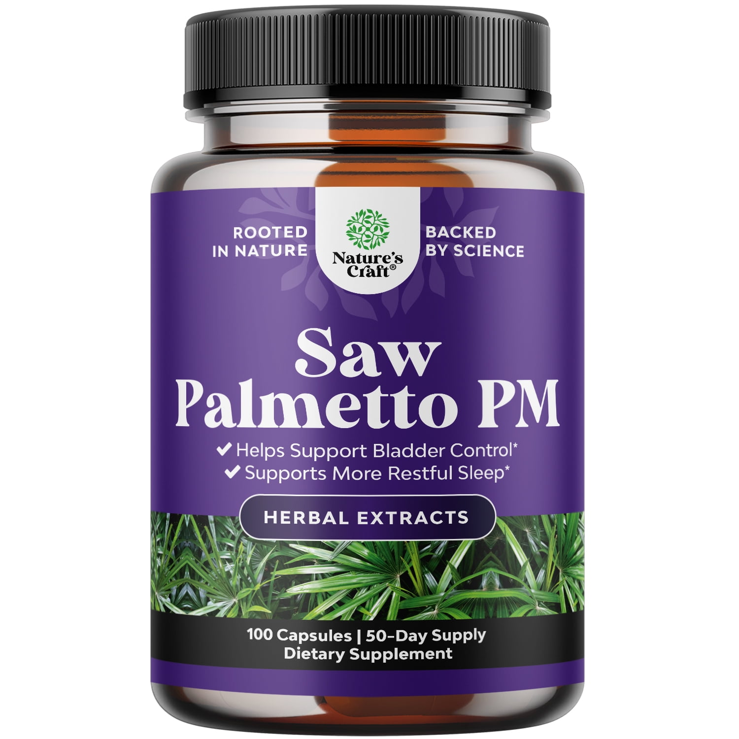Natures Craft Nighttime Saw Palmetto Supplement, Bladder and Prostate Support for Men, 100 Capsules